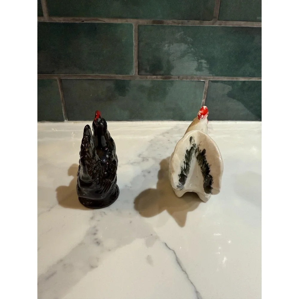 Vintage ceramic American Atelier rooster and hen salt and pepper shakers